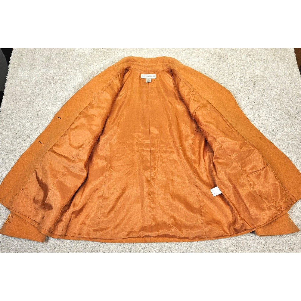 VTG CASUAL CORNER Y2K Women's‎ Pumpkin Cashmere Wool Blazer XL Made in Romania - Picture 2 of 7